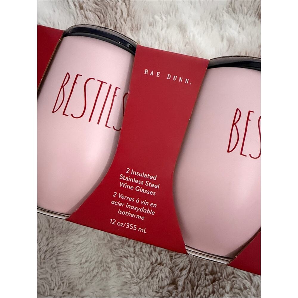 NWT | Rae Dunn | Set of 2 Insulated Stainless Steel "Besties" Wine Glass - Picture 3 of 4